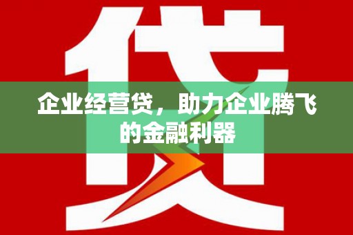 佳冬企业经营贷，助力企业腾飞的金融利器