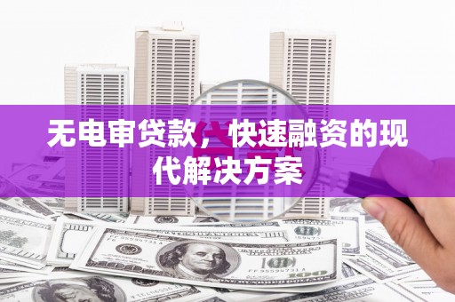 铁山无电审贷款，快速融资的现代解决方案