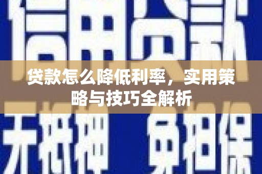 西林贷款怎么降低利率，实用策略与技巧全解析