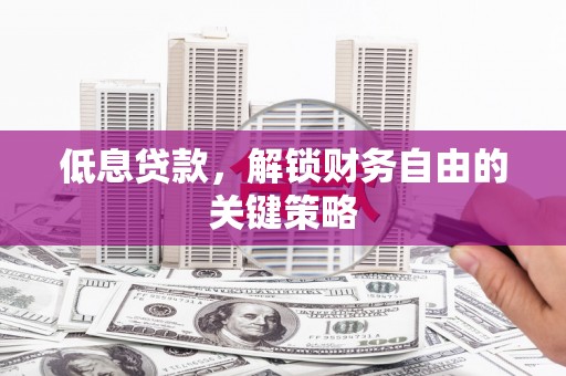 苑里低息贷款，解锁财务自由的关键策略