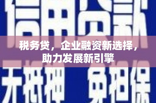 涧西税务贷，企业融资新选择，助力发展新引擎